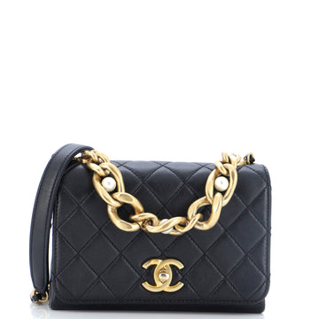 Chanel Pearl Boy Chain Flap Bag Quilted Calfskin Mini