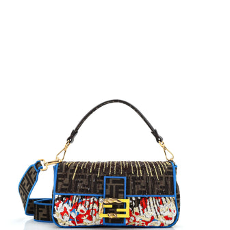Fendi Baguette NM Bag Embroidered Zucca Canvas Medium