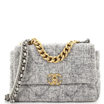 Chanel 19 Flap Bag Quilted Wool Large