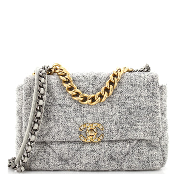 Chanel 19 Flap Bag Quilted Wool Large