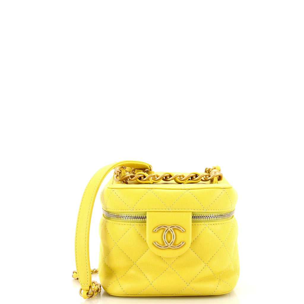 Chanel Chain Bar Vanity Case with Chain Quilted Calfskin Small