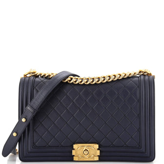 Chanel Boy Flap Bag Quilted Lambskin Old Medium