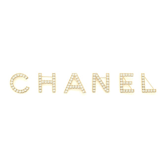 Chanel CHA-NEL Logo Letters Brooch Set Metal with Crystals