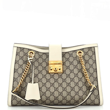 Gucci Padlock Chain Tote GG Coated Canvas Medium