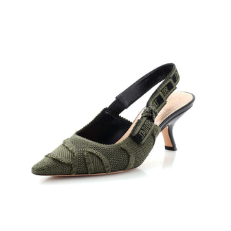 Christian Dior Women's J'Adior Slingback Pumps Camouflage Embroidered Canvas 65
