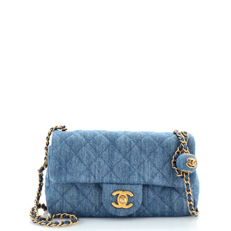 Chanel Pearl Crush Flap Bag Quilted Denim Mini