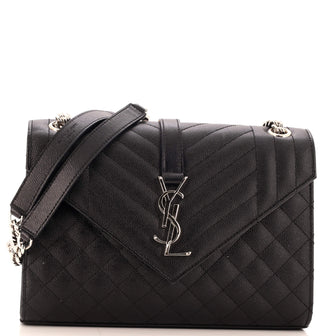 Saint Laurent Classic Monogram Envelope Satchel Mixed Matelasse Leather Medium