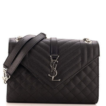 Saint Laurent Classic Monogram Envelope Satchel Mixed Matelasse Leather Medium