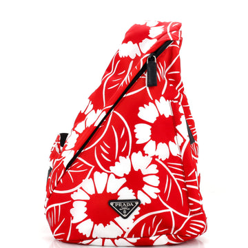 Prada Zip Sling Backpack Printed Tessuto