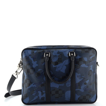 Louis Vuitton Porte-Documents Voyage Briefcase Limited Edition Camouflage Damier Cobalt PM