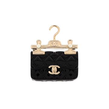 Chanel Flap Bag Brooch Metal and Resin with Faux Pearls