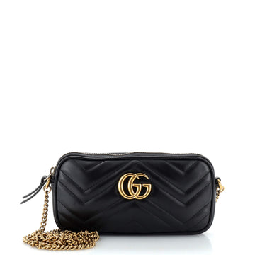 Gucci GG Marmont Chain Crossbody Bag Matelasse Leather Mini