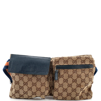 Gucci Vintage Double Belt Bag GG Canvas