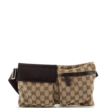 Gucci Vintage Double Belt Bag GG Canvas