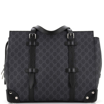Gucci Buckle Travel Tote GG Coated Canvas with Leather Large
