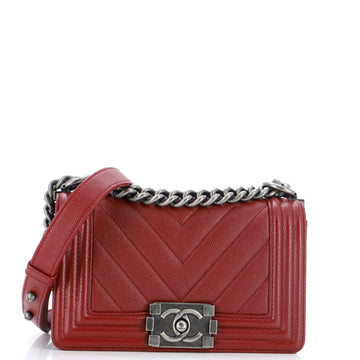Chanel Boy Flap Bag Chevron Caviar Small