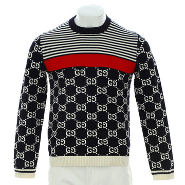 Gucci Men's GG Striped Crewneck Sweater Cotton