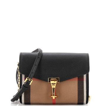 Burberry Macken Crossbody Bag Leather and Vintage Check Canvas Baby