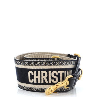 Christian Dior Logo Shoulder Strap Embroidered Canvas