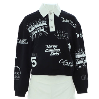 Chanel Women's Graphic Print Polo Sweatshirt Cotton