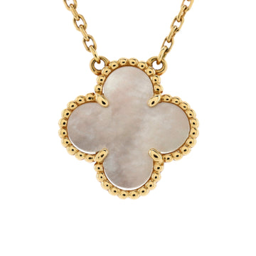 Van Cleef & Arpels Vintage Alhambra Pendant Necklace 18K Yellow Gold and Mother of Pearl
