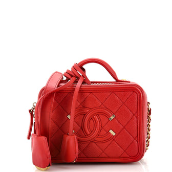 Chanel Filigree Vanity Case Quilted Caviar Small