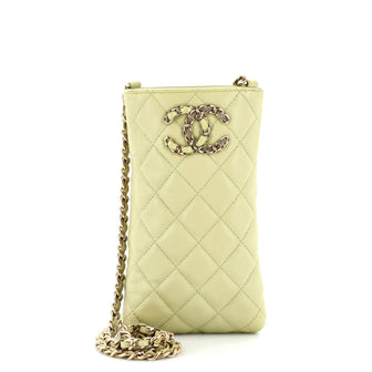 Chanel French New Wave Phone Holder Crossbody Bag Quilted Caviar
