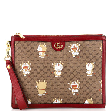 Gucci Doraemon Wristlet Pouch Printed Mini GG Coated Canvas Medium