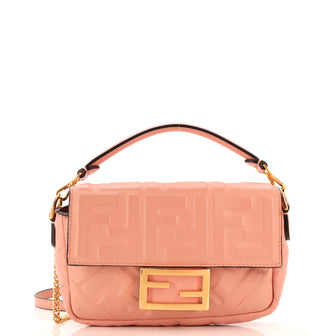 Fendi Baguette NM Bag Zucca Embossed Leather Mini