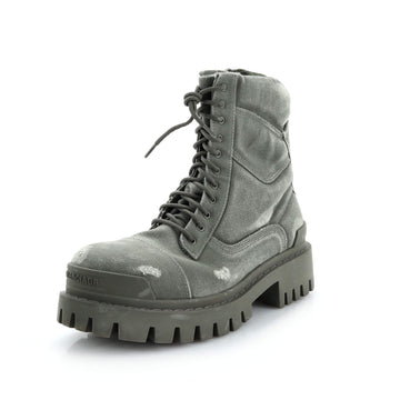 Balenciaga Men's Strike Lace Up Combat Boots Canvas