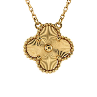 Van Cleef & Arpels Vintage Alhambra Pendant Necklace Guilloche 18K Yellow Gold