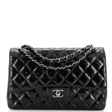 Chanel Classic Double Flap Bag Quilted Patent Jumbo