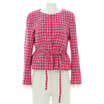 Chanel Women's Double Pocket Belted Jacket Tweed
