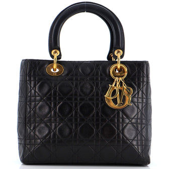 Christian Dior Vintage Lady Dior Bag Cannage Quilt Lambskin Medium