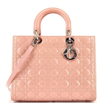 Christian Dior Lady Dior Bag Cannage Quilt Patent Large
