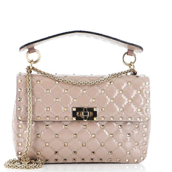 Valentino Garavani Rockstud Spike Flap Bag Quilted Patent Medium
