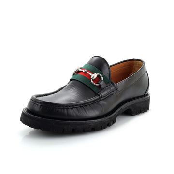 Gucci Men's Horsebit Web Lug Sole Loafers Leather