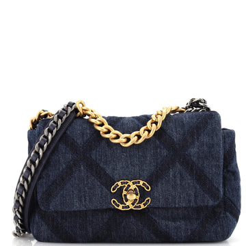 Chanel 19 Flap Bag Quilted Denim Medium