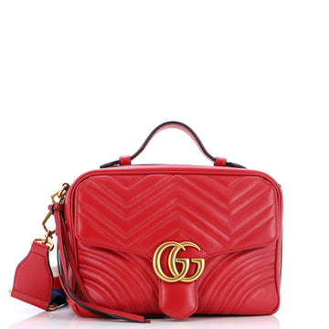 Gucci GG Marmont Zip Around Camera Bag Matelasse Leather Small