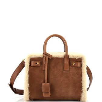 Saint Laurent Sac de Jour Bag Suede with Shearling Nano
