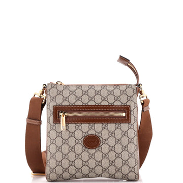 Gucci Interlocking G Patch Zip Messenger Bag GG Coated Canvas Small
