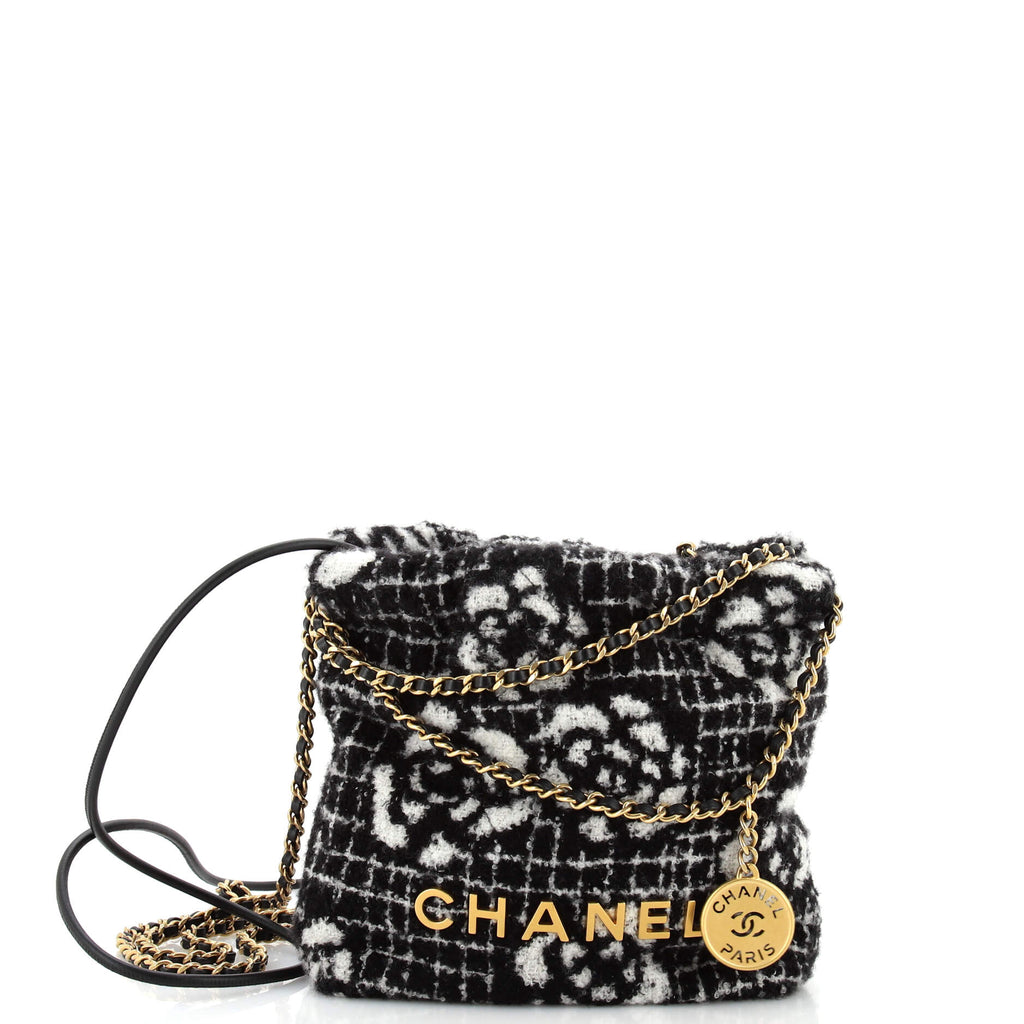 Chanel 22 Chain Hobo Quilted Camellia Cashmere Mini 260624