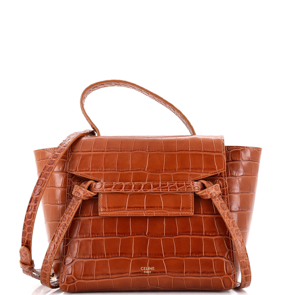 Celine Belt Bag Crocodile Embossed Leather Nano Brown 26062462