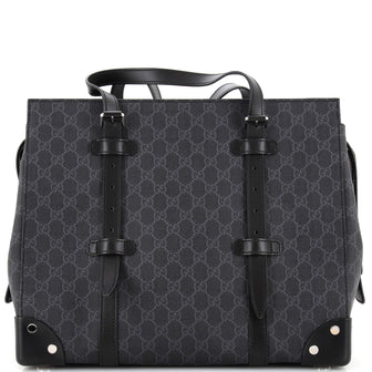 Gucci Buckle Travel Tote GG Coated Canvas with Leather Large
