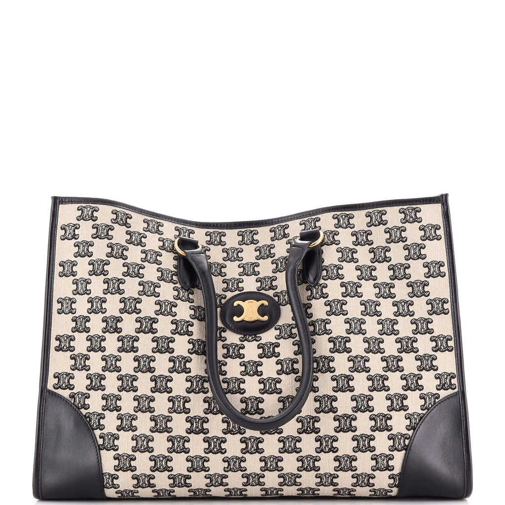Celine Horizontal Cabas Tote Triomphe Canvas Black 2606249