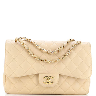 Chanel Vintage Classic Double Flap Bag Quilted Caviar Jumbo