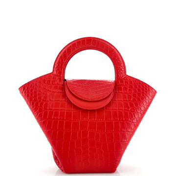 Bottega Veneta Doll Tote Crocodile Embossed Leather Medium