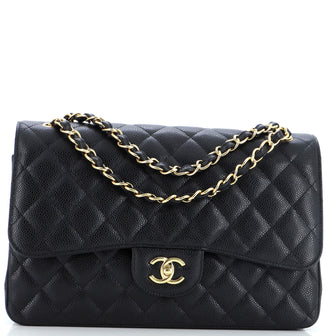 Chanel Classic Double Flap Bag Quilted Caviar Jumbo