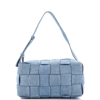 Bottega Veneta Brick Cassette Shoulder Bag Maxi Intrecciato Denim
