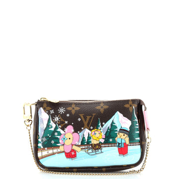 Louis Vuitton Pochette Accessoires Limited Edition Vivienne Xmas Monogram Canvas Mini